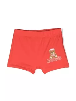 Moschino Kids плавки-шорты с логотипом, красный