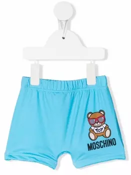 Moschino Kids плавки-шорты с логотипом, синий