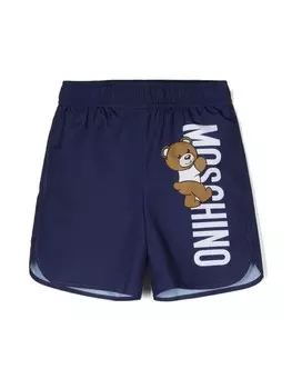 Moschino Kids плавки-шорты Teddy Bear с логотипом, синий