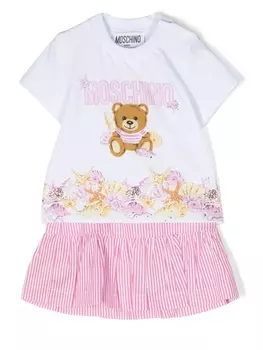 Moschino Kids полосатая юбка со сборками, розовый
