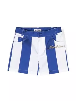 Moschino Kids полосатые шорты с вышитым логотипом, синий