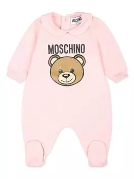 Moschino Kids принт плюшевого мишки babygrow, розовый