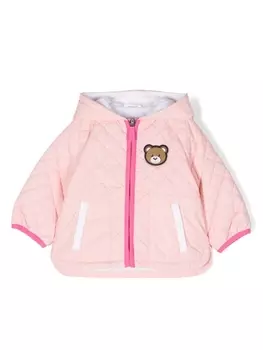 Moschino Kids пуховик с логотипом, розовый