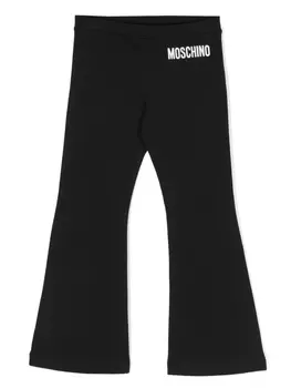 Moschino Kids расклешенные брюки с логотипом, черный