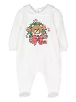 Moschino Kids ромпер с длинными рукавами и логотипом, белый