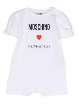 Moschino Kids ромпер с логотипом, белый