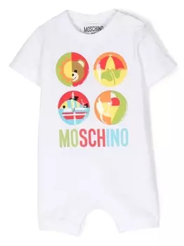 Moschino Kids ромпер с логотипом, белый
