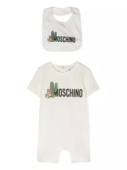 Moschino Kids ромпер с логотипом, белый
