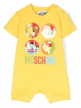 Moschino Kids ромпер с логотипом, желтый
