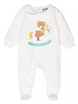 Moschino Kids ромпер с принтом, белый