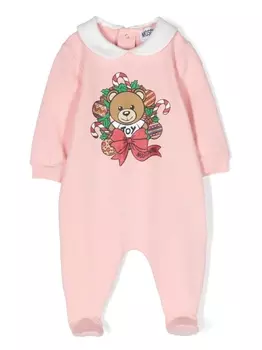 Moschino Kids ромпер с принтом Teddy Bear, розовый