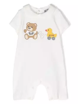 Moschino Kids ромпер с принтом Teddy Bear, белый
