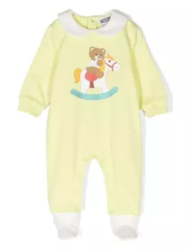 Moschino Kids ромпер с принтом Teddy Bear, зеленый