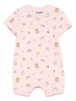 Moschino Kids ромпер с принтом Teddy Bear, розовый