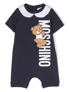 Moschino Kids ромпер Teddy Bear с логотипом, синий