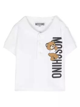Moschino Kids рубашка поло с логотипом, белый