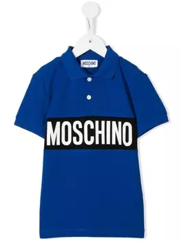 Moschino Kids рубашка поло с логотипом, синий
