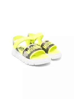 Moschino Kids сандалии с вышитым логотипом, желтый