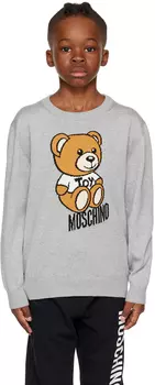 Moschino Kids Серый свитер интарсия