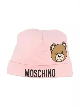 Moschino Kids шапка бини с логотипом, розовый