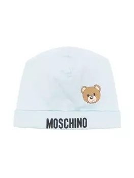 Moschino Kids шапка бини с логотипом Teddy Bear, синий