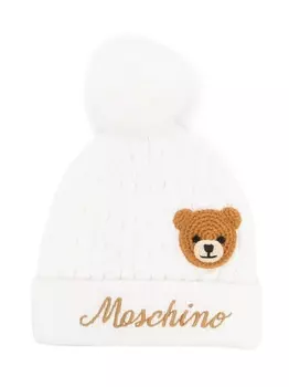 Moschino Kids шапка бини с нашивкой Teddy Bear, белый