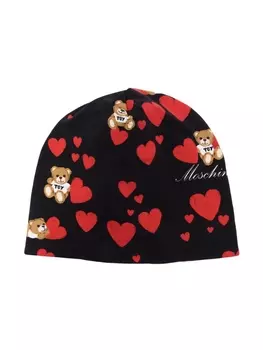 Moschino Kids шапка бини с принтом Teddy Bear, черный