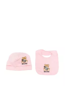 Moschino Kids шапка бини с принтом Teddy Bear, розовый