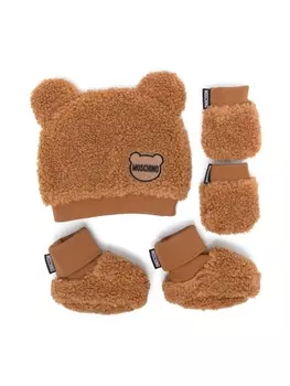 Moschino Kids шапка из шерпы, коричневый