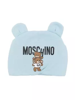 Moschino Kids шапочка с логотипом, синий