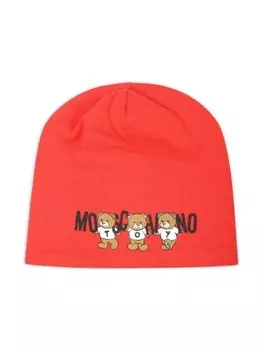 Moschino Kids шапочка с мотивом плюшевого мишки, красный