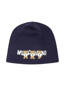Moschino Kids шапочка с мотивом плюшевого мишки, синий