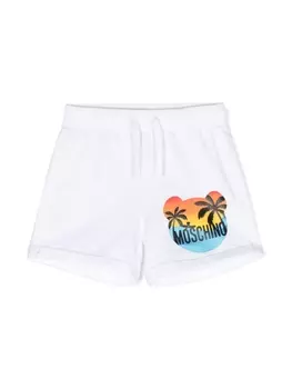 Moschino Kids шорты из джерси с логотипом, белый