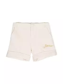 Moschino Kids шорты из джерси с вышитым логотипом, нейтральный цвет