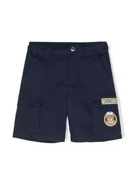 Moschino Kids шорты карго с логотипом, синий