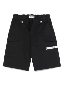 Moschino Kids шорты карго с нашивкой-логотипом, черный