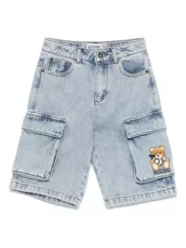 Moschino Kids шорты карго с нашивкой Teddy Bear, синий
