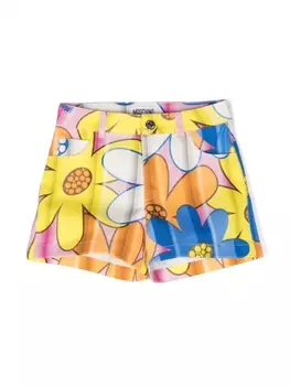 Moschino Kids шорты с цветочным принтом, белый