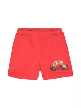 Moschino Kids шорты с декором Teddy Bear, красный