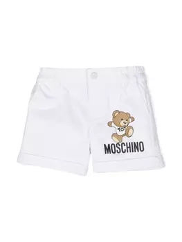Moschino Kids шорты с декором Teddy Bear, белый