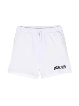 Moschino Kids шорты с кулиской и логотипом, белый