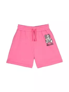 Moschino Kids шорты с кулиской и логотипом, розовый