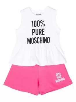 Moschino Kids шорты с кулиской и логотипом, розовый