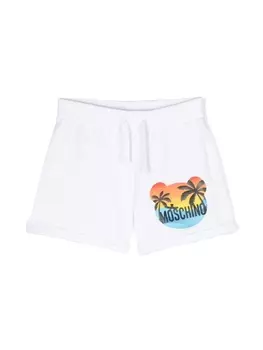 Moschino Kids шорты с логотипом, белый
