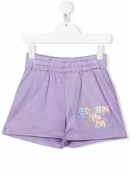 Moschino Kids шорты с логотипом, фиолетовый