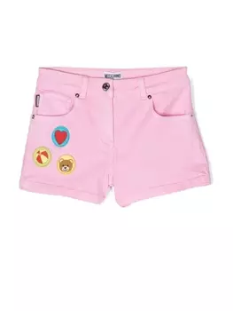 Moschino Kids шорты с нашивкой, розовый