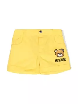 Moschino Kids шорты с нашивкой Teddy Bear, желтый