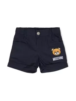 Moschino Kids шорты с нашивкой Teddy Bear, синий