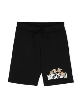 Moschino Kids шорты с принтом Teddy Bear, черный