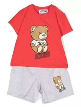 Moschino Kids шорты с принтом Teddy Bear, красный
